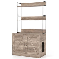 Mobile moderna per lettiera per gatti armadietto nascosto per bagno per gatti con 3 ripiani, Mobile industriale Grigio-Gatti