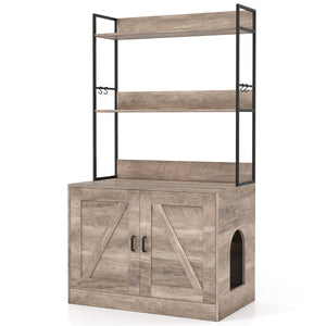 Mobile moderna per lettiera per gatti armadietto nascosto per bagno per gatti con 3 ripiani, Mobile industriale Grigio-Gatti