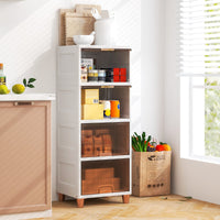 Contenitori da 150L con coperchi porte magnetiche, Contenitori impilabili a 4 livelli in plastica per soggiorno Bianco-Credenze buffet