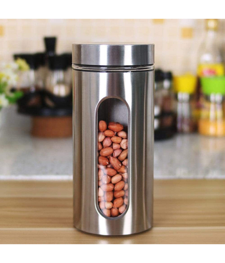 Contenitori Per Alimenti In Acciaio Per Tè Spezie Caffè Biscotti Zucchero H22cm         