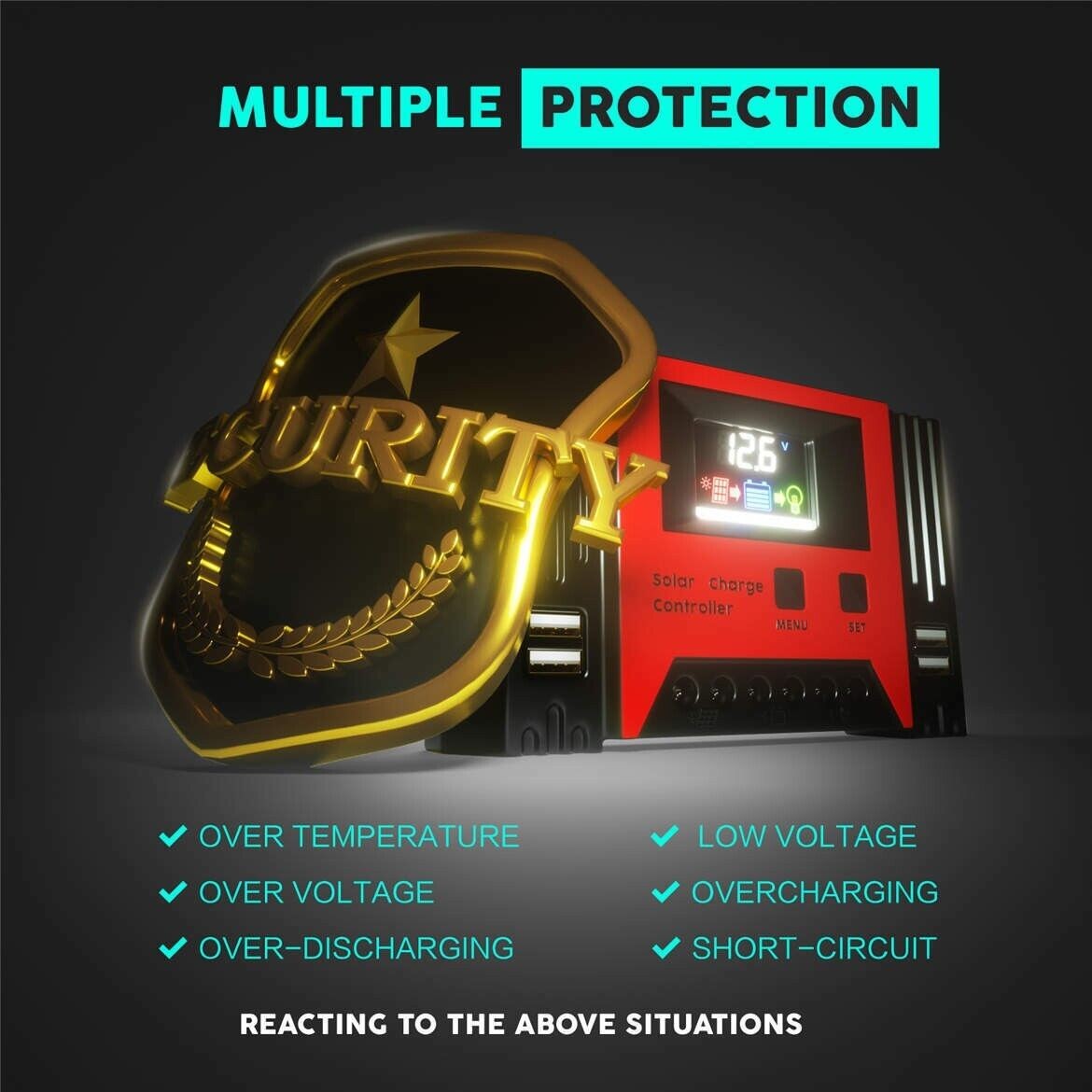 Controller Regolatore 40A Di Carica Batteria del pannello solare 12V/24V PWM - ZENCOCCO