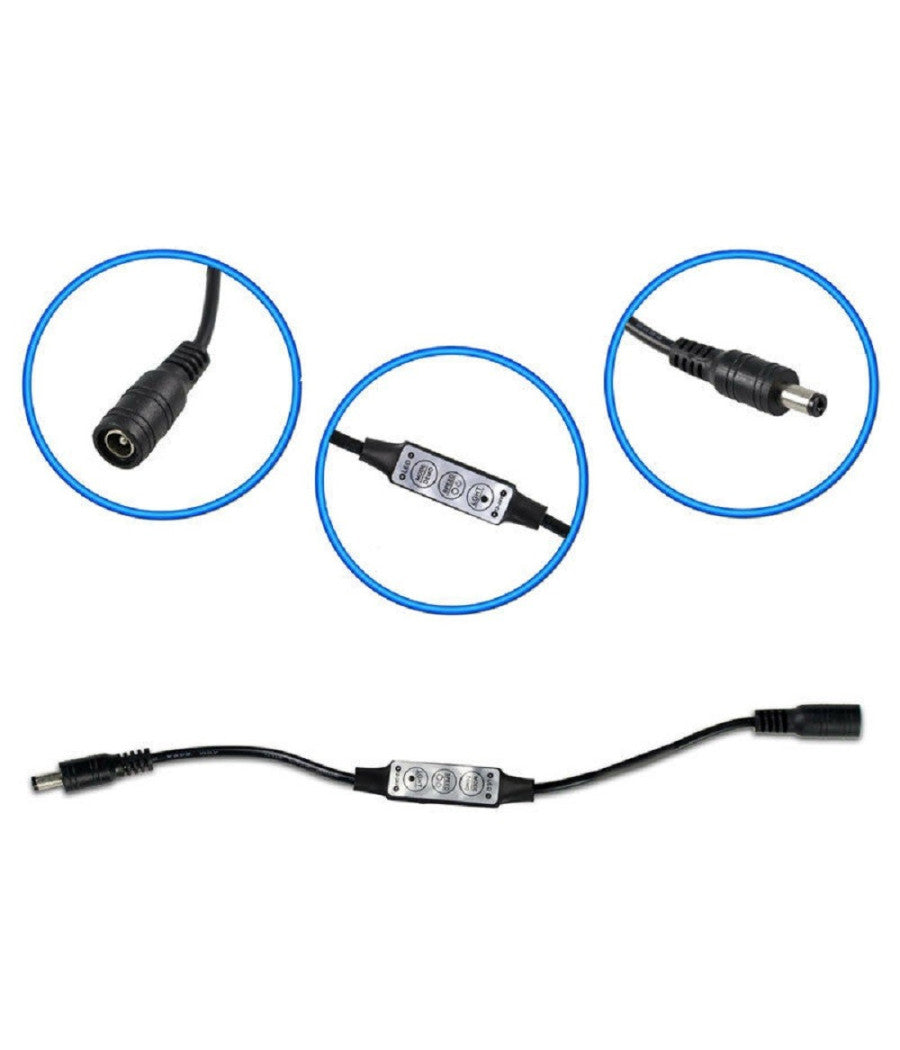 Controller Strisce Led Dimmerabile Con Connettore Jack 5mm Maschio A Femmina  Nero       