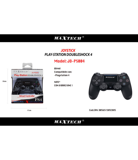 Controller Wired Compatibile Ps4 Nero Playstation 4 Joystick Double Shock Filo         