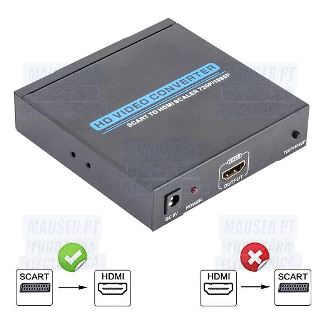 Trade Shop - Convertitore Adattatore Da Presa Scart Femmina A Hdmi Femmina Per Audio E Video         