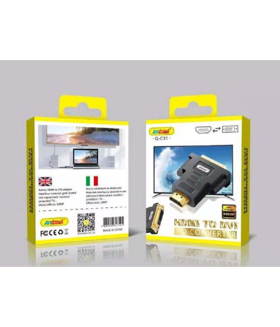 Convertitore Adattatore Dinamico Da Hdmi Maschio A Dvi Femmina Hd 1080p Q-c31         