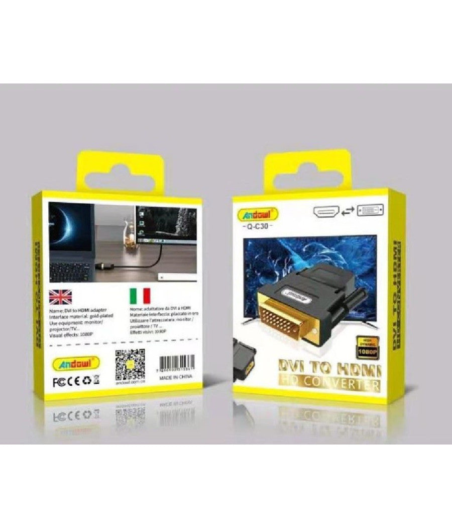 Convertitore Adattatore Dvi-d Maschio A Hdmi Femmina Per Monitor Immagini Q-c30         