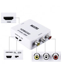 Convertitore Adattatore Video Audio Da Hdmi Av Rca 2av 1080p Per Tv Telecamera         