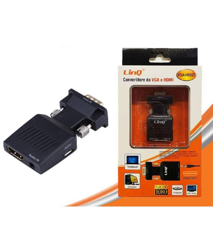 Convertitore Adattatore Video Da Presa Vga Maschio A Hdmi Femmina Audio Vga-hd227         