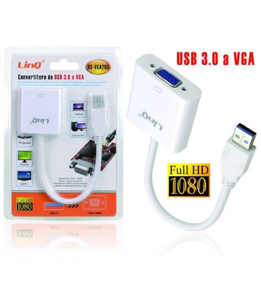 Convertitore Adattatore Video Da Usb 3.0 Maschio A Vga Femmina 1080p U3-vga263         