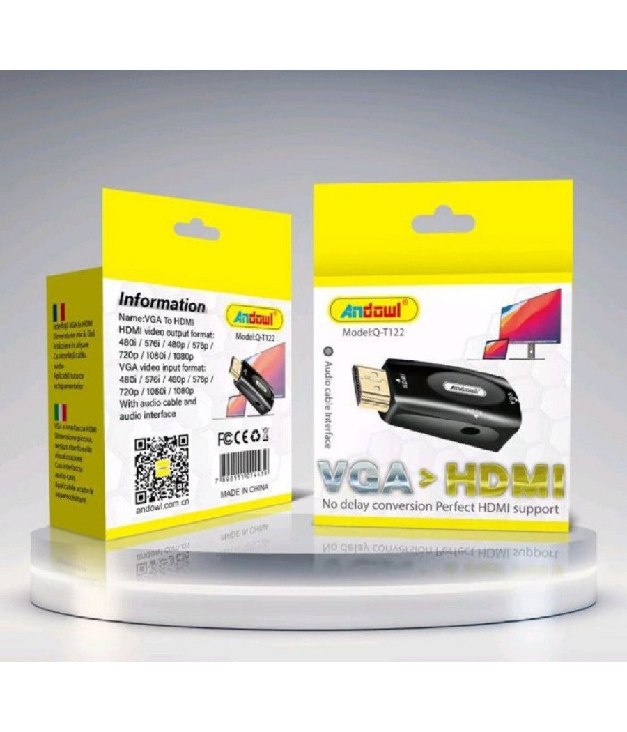 Convertitore Adattatore Video Hdmi A Uscita Vga Interfaccia Cavo Audio Q-t122         
