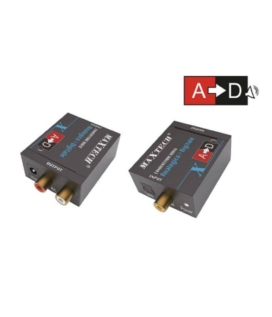 Convertitore Audio Da Analogico R/l A Digitale Coassiale Toslink Maxtech Dk-202         