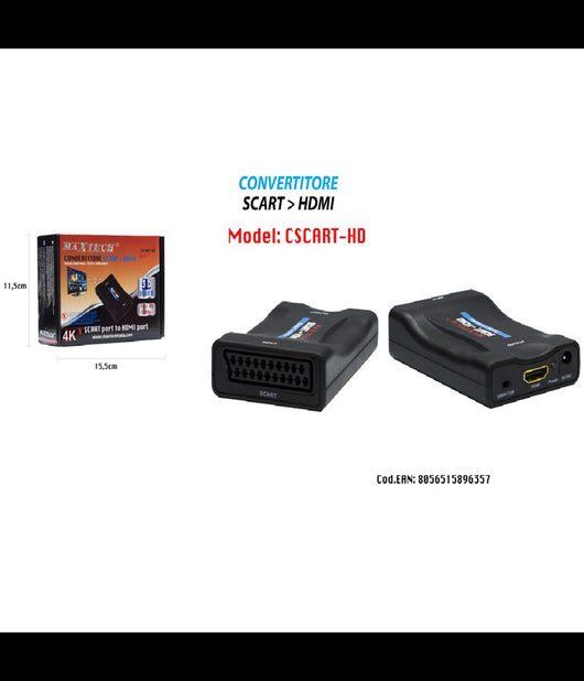 Convertitore Audio Video Analogico Scart A Digitale Hdmi Full Hd 1080p Maxtech Cscart-hd         