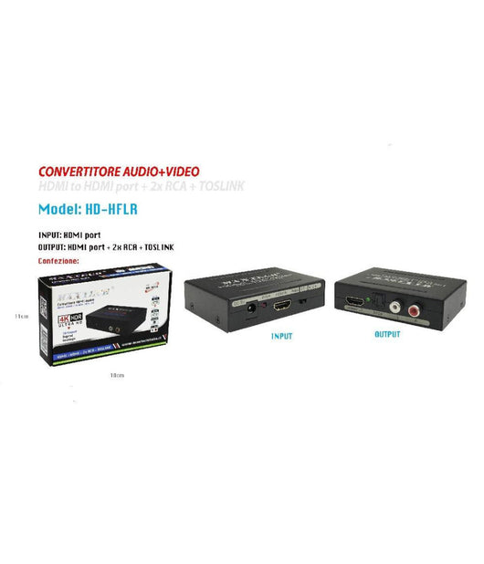 Convertitore Estrattore Hdmi Audio Video 4k Hdmi 2x Rca Toslink Maxtech Hd-hflr         