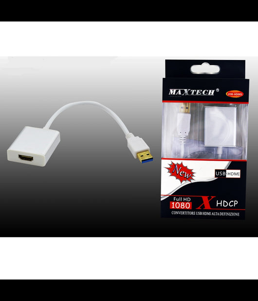 Convertitore Video Da Usb A Hdmi Da Pc A Tv Monitor Adattatore Full Hd Usb-hd001 Maxtech         