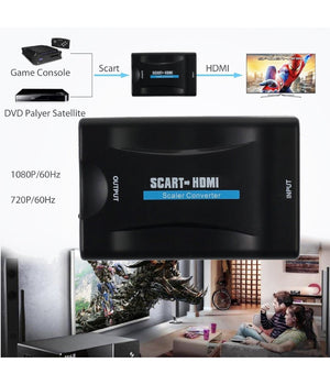 Convertitore Video Hd Av Adattatore Da Scart A Hdmi 720p 1080p Audio Coassiale         