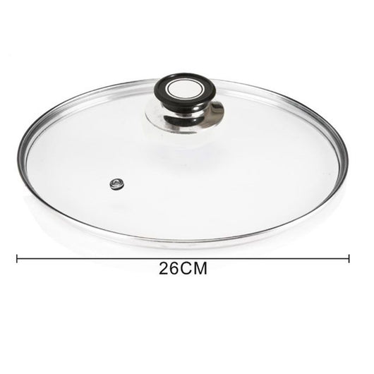 Trade Shop - Coperchio In Vetro Accessorio Per Padella Pentole Universale Con Foro Vapore ø18-26-30cm -    -diametro 26cm   -