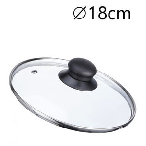 Trade Shop - Coperchio In Vetro Ricambio Per Pentola Padella ø16-18-20-22-24-26-30-32cm Pomello Nero -    -diametro 18cm   -