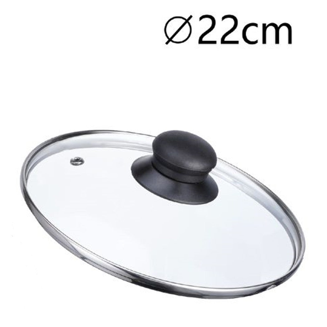 Trade Shop - Coperchio In Vetro Ricambio Per Pentola Padella ø16-18-20-22-24-26-30-32cm Pomello Nero -