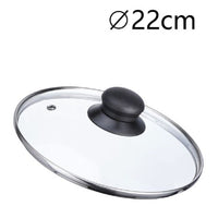 Trade Shop - Coperchio In Vetro Ricambio Per Pentola Padella ø16-18-20-22-24-26-30-32cm Pomello Nero -