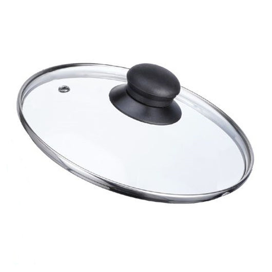 Trade Shop - Coperchio In Vetro Ricambio Per Pentola Padella ø16-18-20-22-24-26-30-32cm Pomello Nero -
