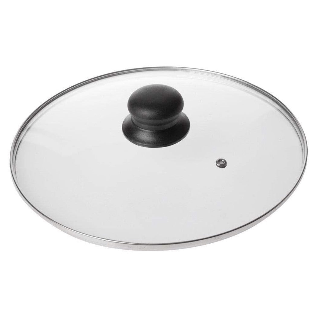 Trade Shop - Coperchio In Vetro Ricambio Per Pentola Padella ø16-18-20-22-24-26-30-32cm Pomello Nero -