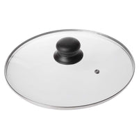 Trade Shop - Coperchio In Vetro Ricambio Per Pentola Padella ø16-18-20-22-24-26-30-32cm Pomello Nero -