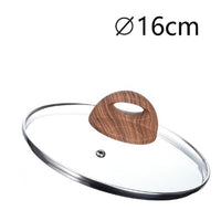 Trade Shop - Coperchio In Vetro Temperato Per Pentola Padella Ricambio ø16 A 32cm Pomello Effetto Legno -    -diametro 16cm   -