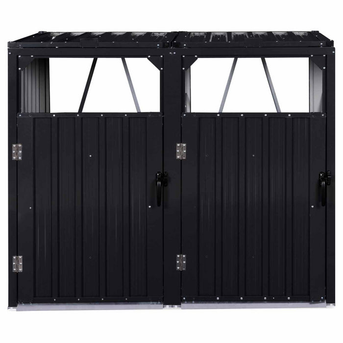 IDMarket - Coperchio per pattumiera doppio in acciaio grigio antracite