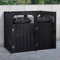 IDMarket - Coperchio per pattumiera doppio in acciaio grigio antracite