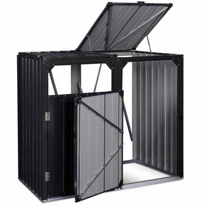 IDMarket - Coperchio per pattumiera doppio in acciaio grigio antracite