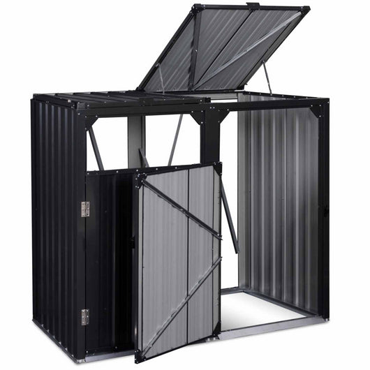 IDMarket - Coperchio per pattumiera doppio in acciaio grigio antracite