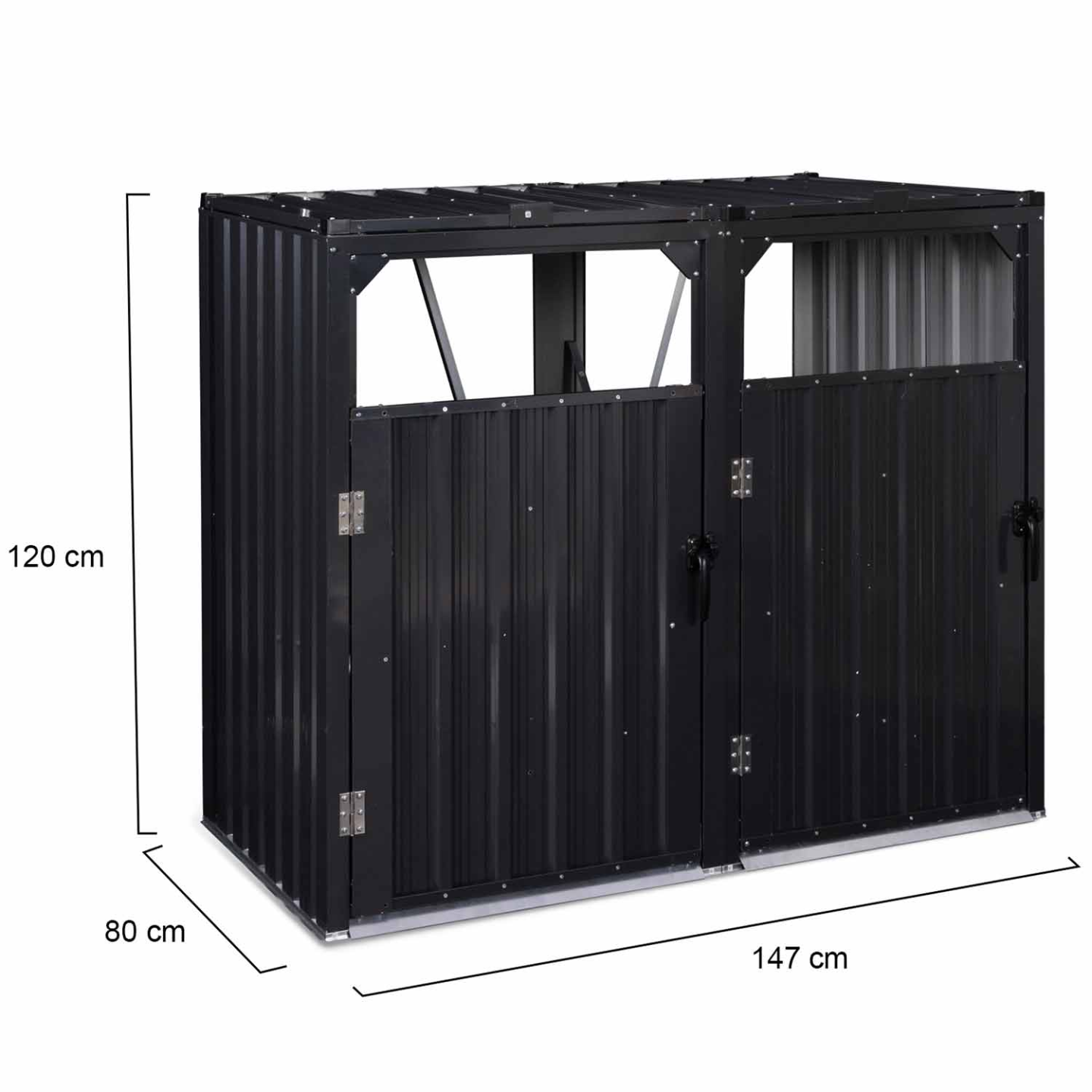 IDMarket - Coperchio per pattumiera doppio in acciaio grigio antracite