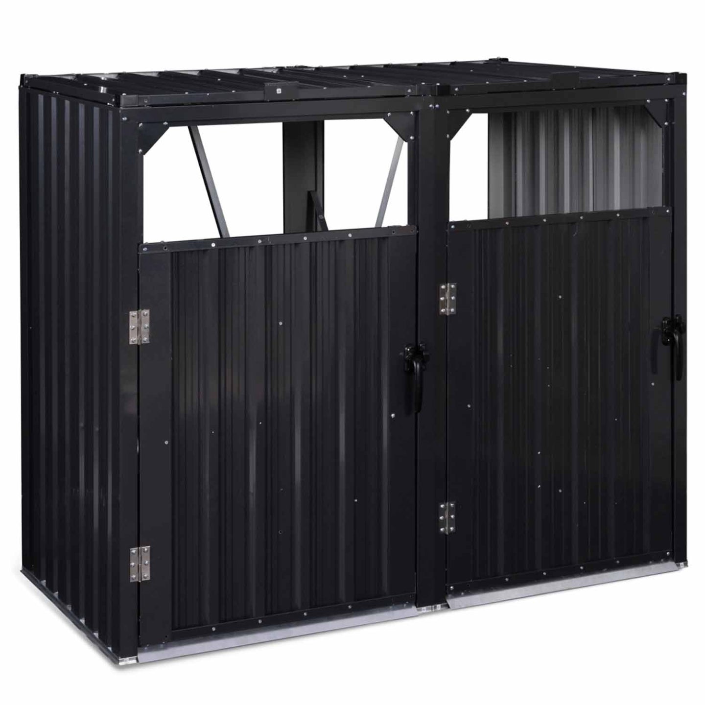 IDMarket - Coperchio per pattumiera doppio in acciaio grigio antracite