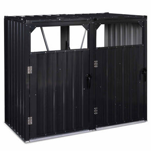 IDMarket - Coperchio per pattumiera doppio in acciaio grigio antracite