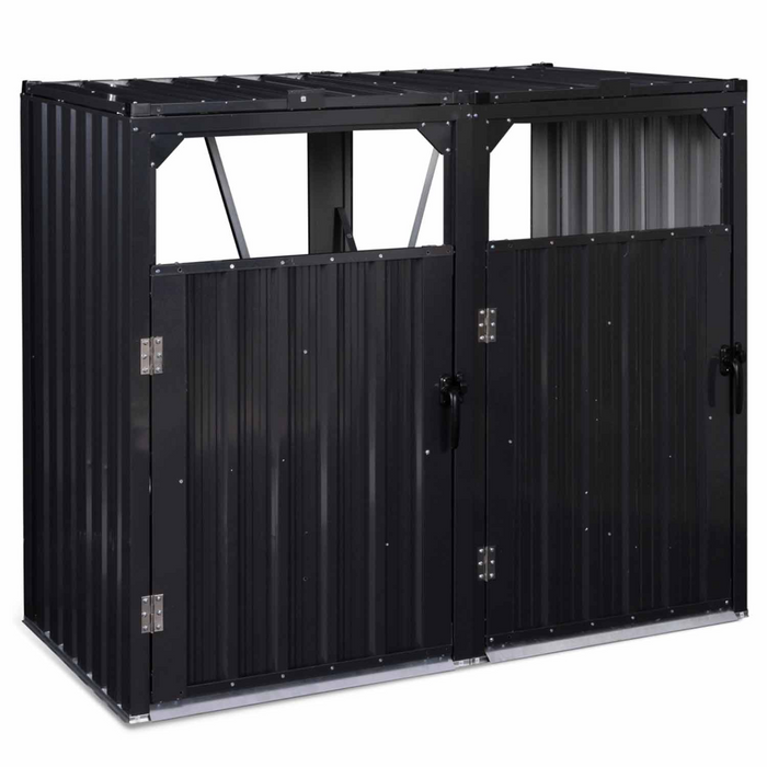 IDMarket - Coperchio per pattumiera doppio in acciaio grigio antracite