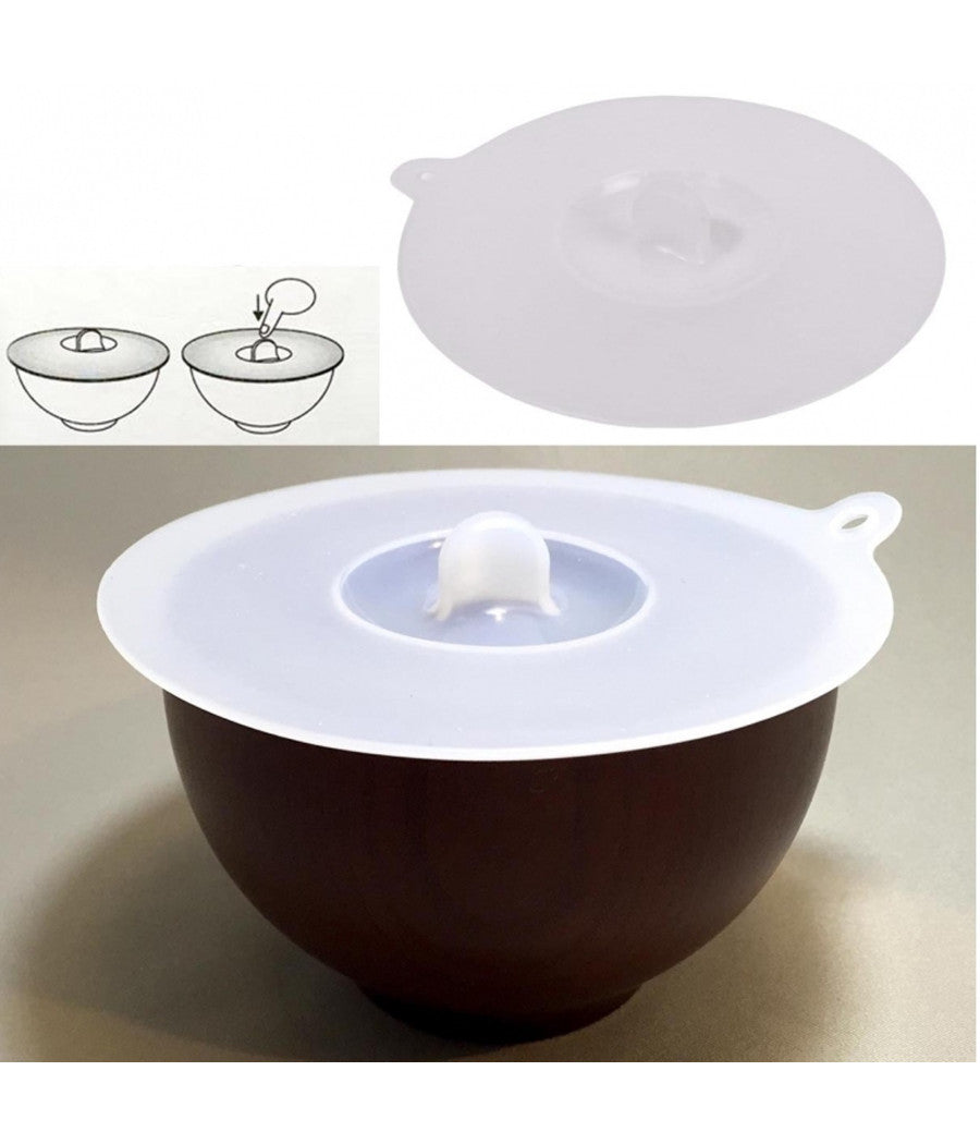 Coperchio Piatto Scodella 12cm Ermetico Silicone Antiscivolo No Odori Alimenti         