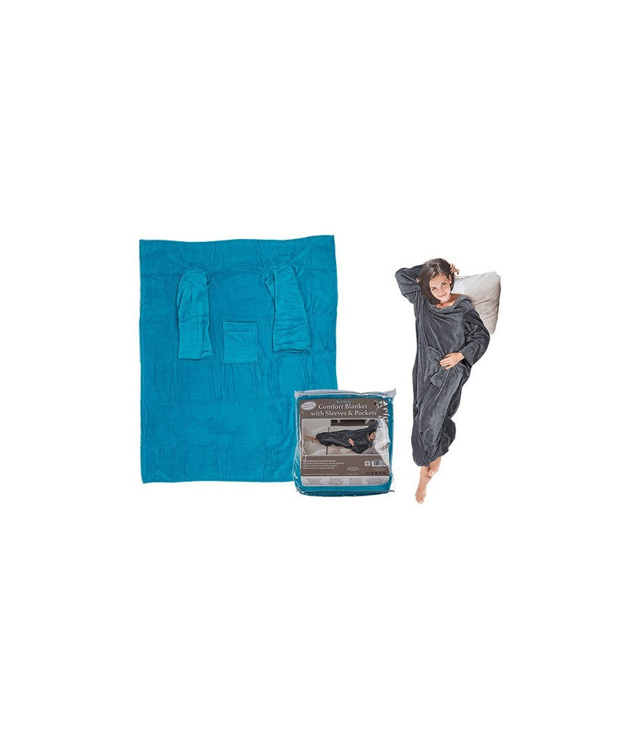 Coperta Comfort Con Maniche Comoda E Calda In Vari Colori Plaid Inverno Divano         