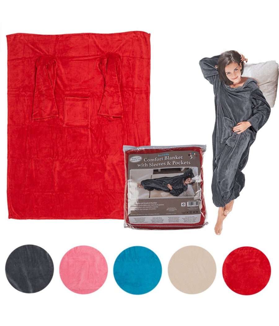 Coperta Comfort Con Maniche Comoda E Calda In Vari Colori Plaid Inverno Divano         