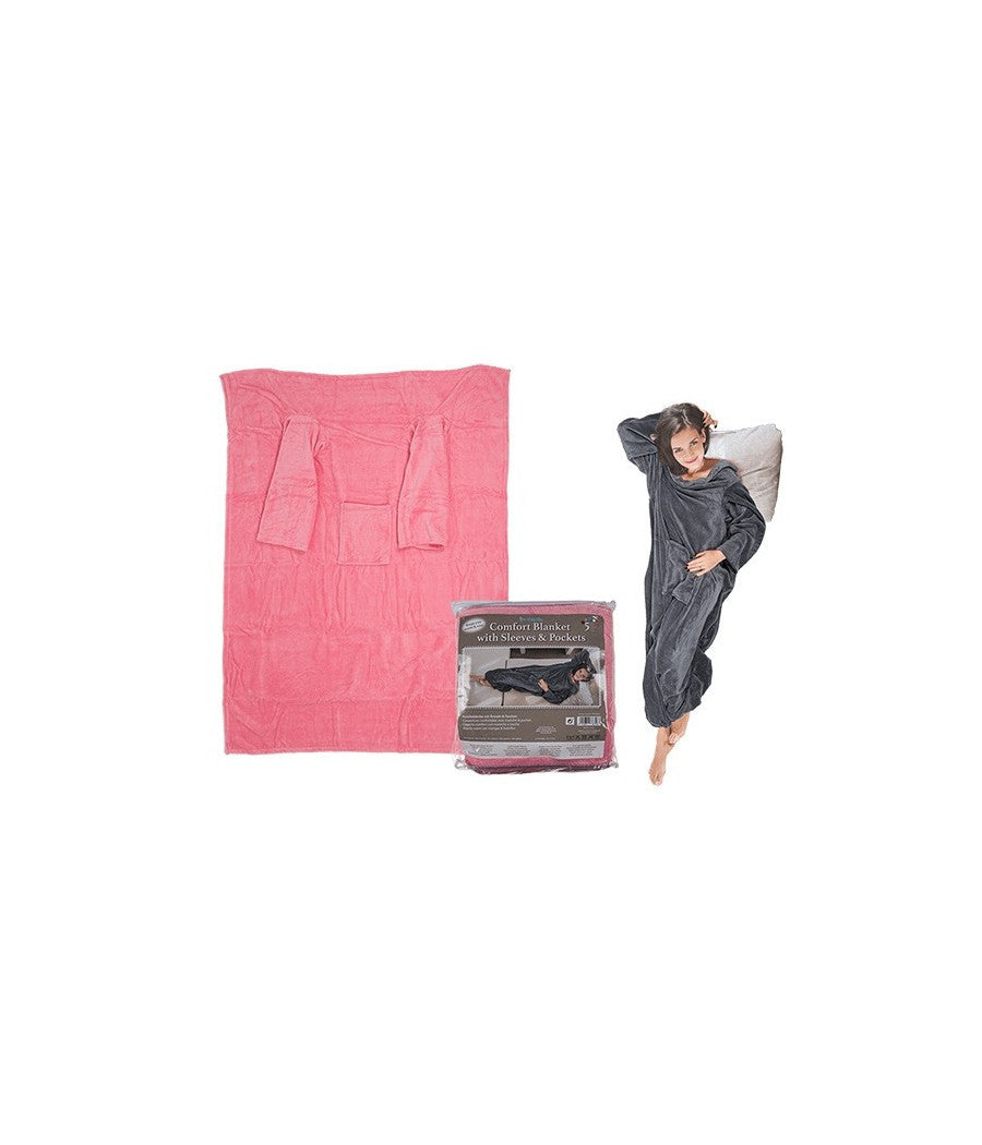 Coperta Comfort Con Maniche Comoda E Calda In Vari Colori Plaid Inverno Divano         