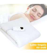 Coperta Elettrica Termica Letto Singolo In Lana Coprimaterasso Scaldaletto 60w         