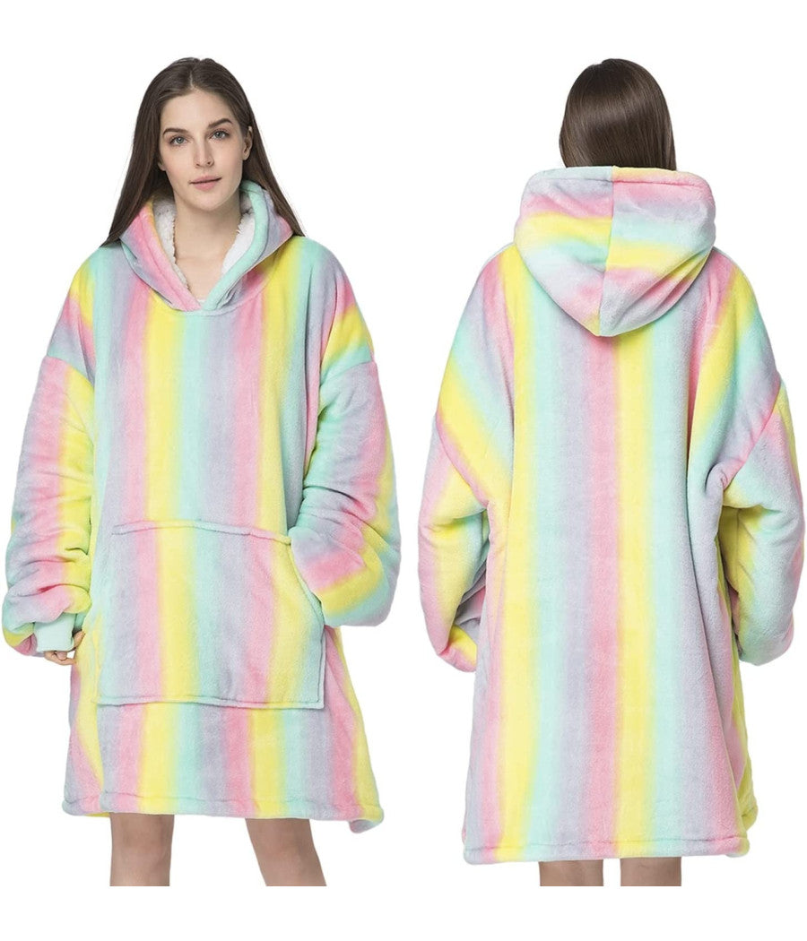 Trade Shop - Coperta Felpa Con Maniche Tasca E Cappuccio Comoda E Calda In Vari Colori Plaid -