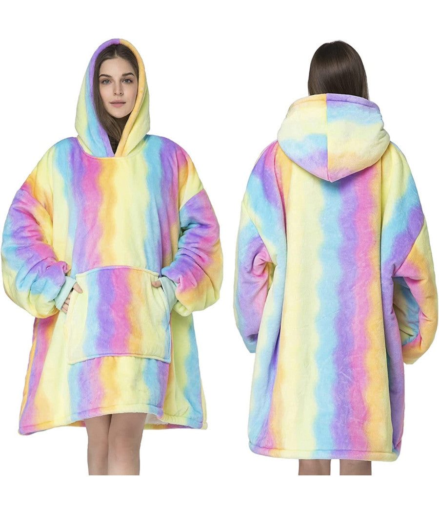 Trade Shop - Coperta Felpa Con Maniche Tasca E Cappuccio Comoda E Calda In Vari Colori Plaid -