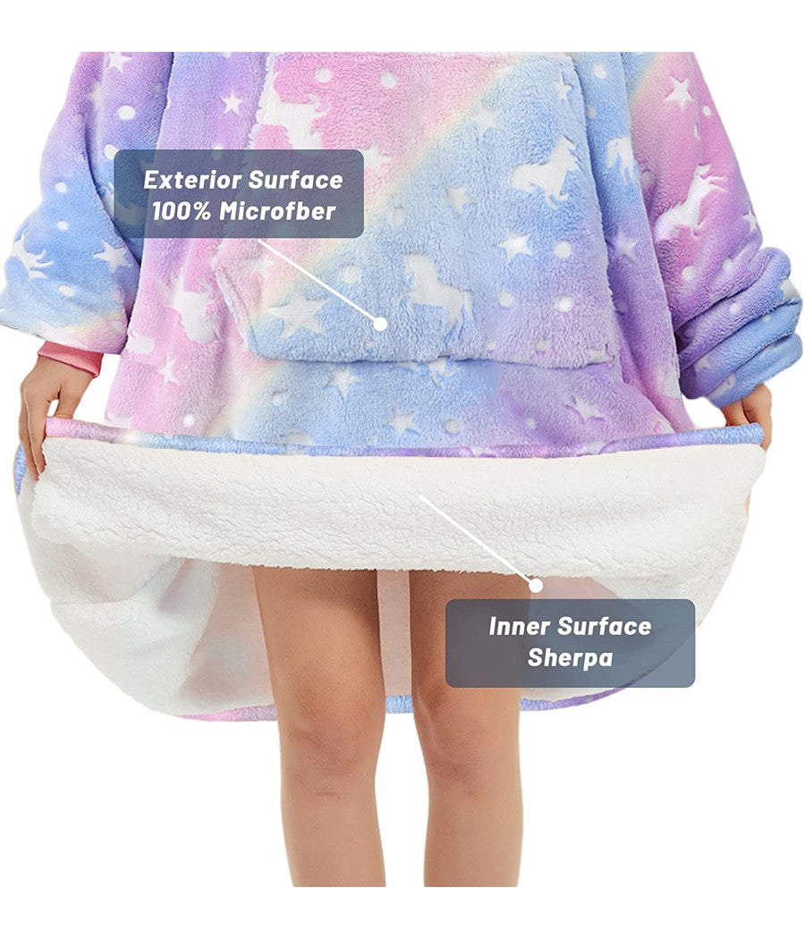 Trade Shop - Coperta Felpa Con Maniche Tasca E Cappuccio Comoda E Calda In Vari Colori Plaid -