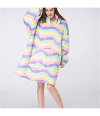 Trade Shop - Coperta Felpa Con Maniche Tasca E Cappuccio Comoda E Calda In Vari Colori Plaid -