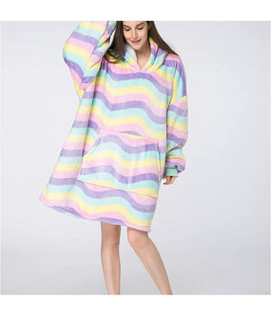 Trade Shop - Coperta Felpa Con Maniche Tasca E Cappuccio Comoda E Calda In Vari Colori Plaid -