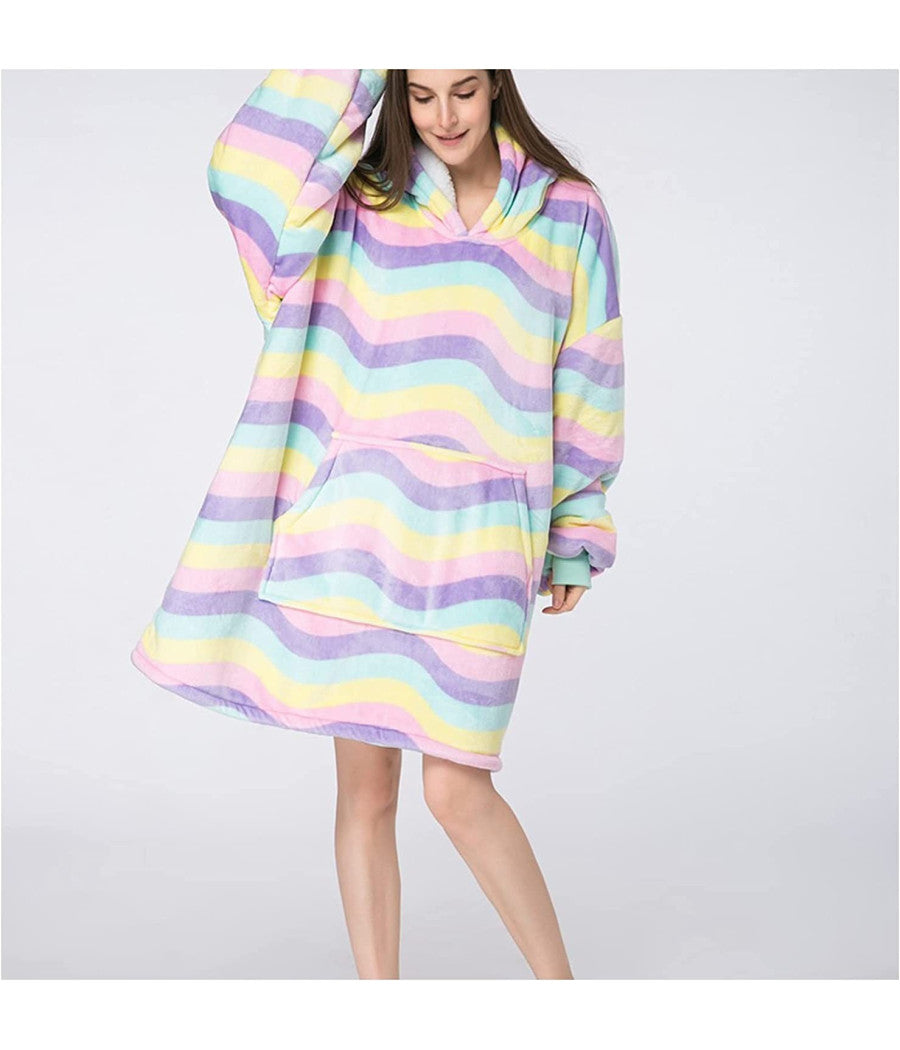 Trade Shop - Coperta Felpa Con Maniche Tasca E Cappuccio Comoda E Calda In Vari Colori Plaid -