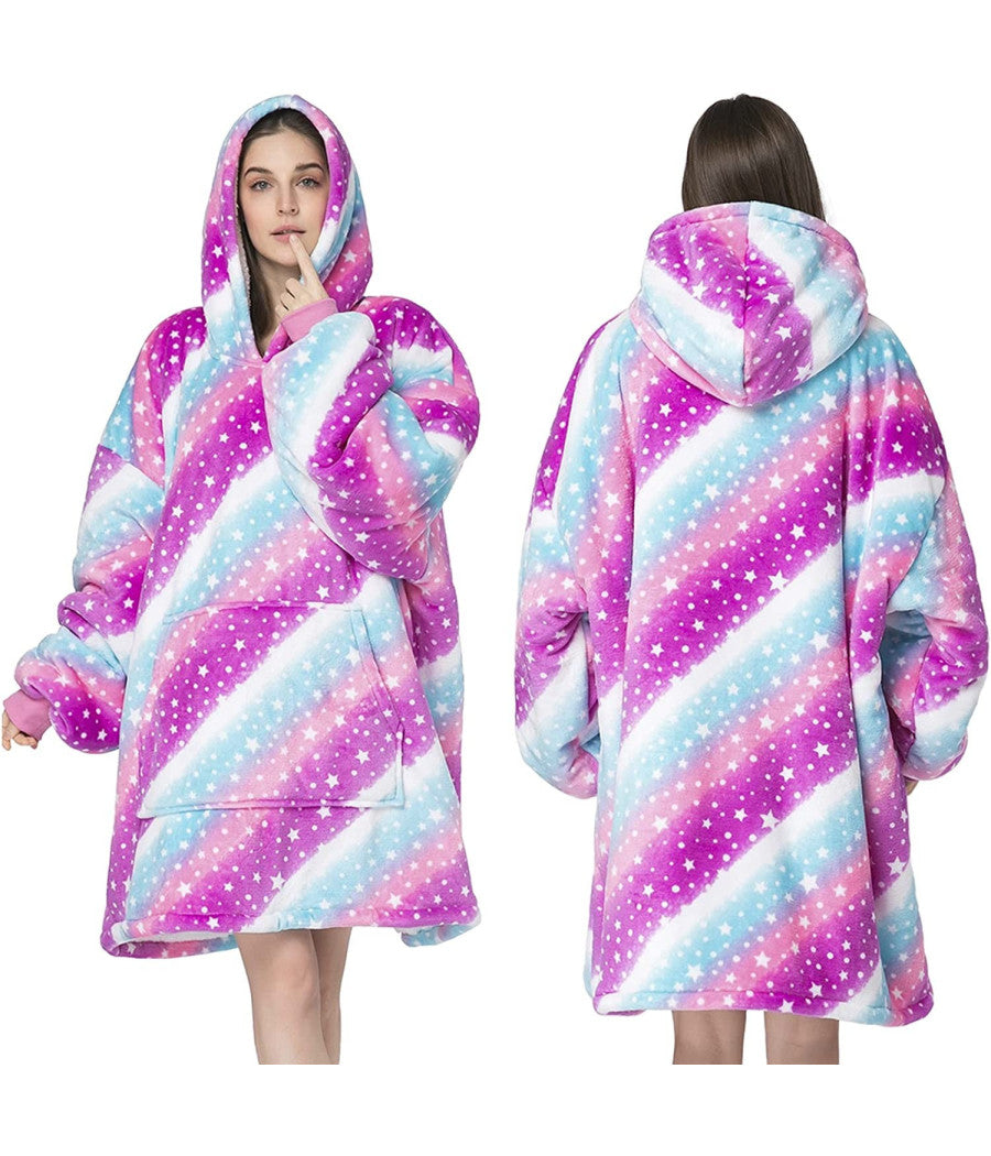 Trade Shop - Coperta Felpa Con Maniche Tasca E Cappuccio Comoda E Calda In Vari Colori Plaid -