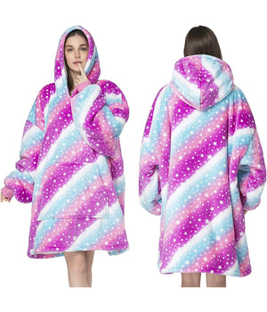 Trade Shop - Coperta Felpa Con Maniche Tasca E Cappuccio Comoda E Calda In Vari Colori Plaid -