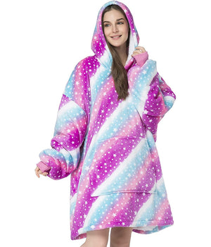 Trade Shop - Coperta Felpa Con Maniche Tasca E Cappuccio Comoda E Calda In Vari Colori Plaid -