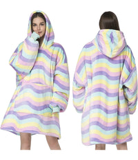 Trade Shop - Coperta Felpa Con Maniche Tasca E Cappuccio Comoda E Calda In Vari Colori Plaid -